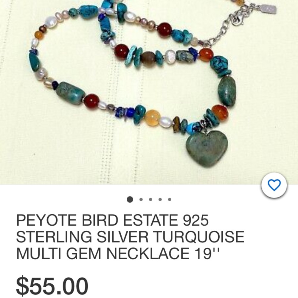 VINTAGE 1980s TURQUOISE NECKLACE WITH HEART DROP. - Picture 9 of 11